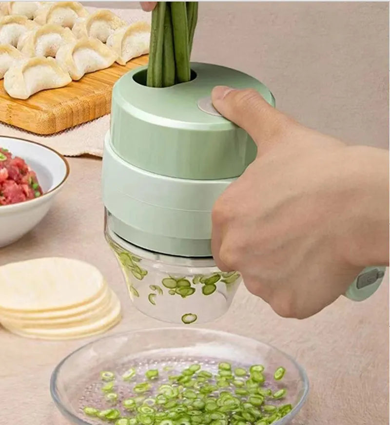 Affettatrice mandolina portatile 4 in 1 di tritatutto elettrico