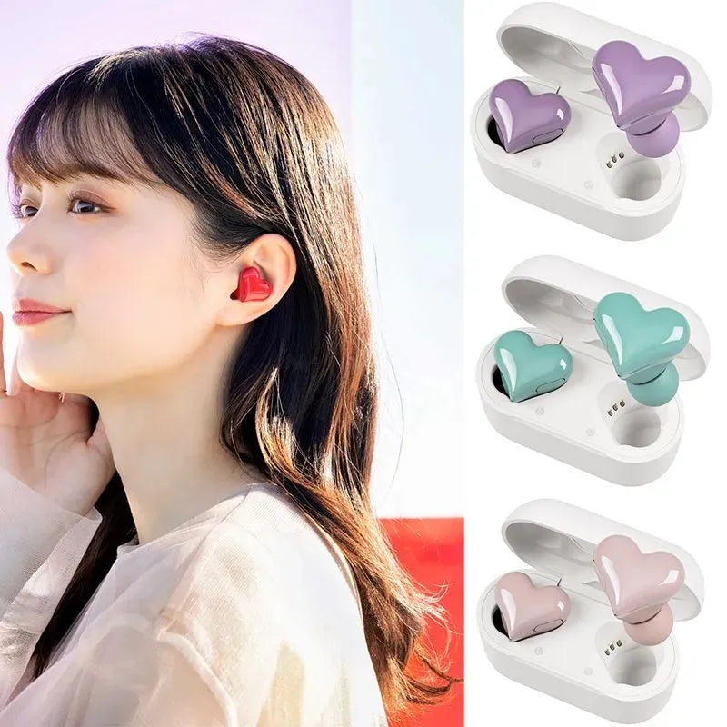 Auricolari wireless alla moda a forma di cuore